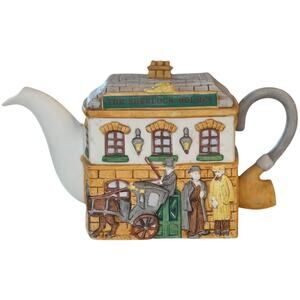 Christopher Wren Sherlock Holmes Pub Teapot Staffordshire England Fine China